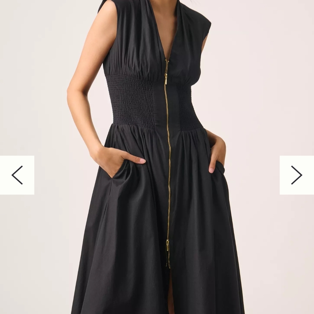 Anthropologie Black Maxi Dress with Gold Zipper